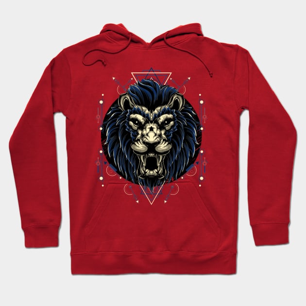 Blue Hair and blonde eyes Lion Hoodie by T-Shirt Kingdom by Elitenando.store